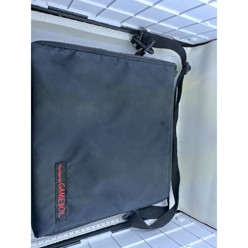 Gameboy 7 Section Black Square Storage Nintendo Carrying Case w Strap